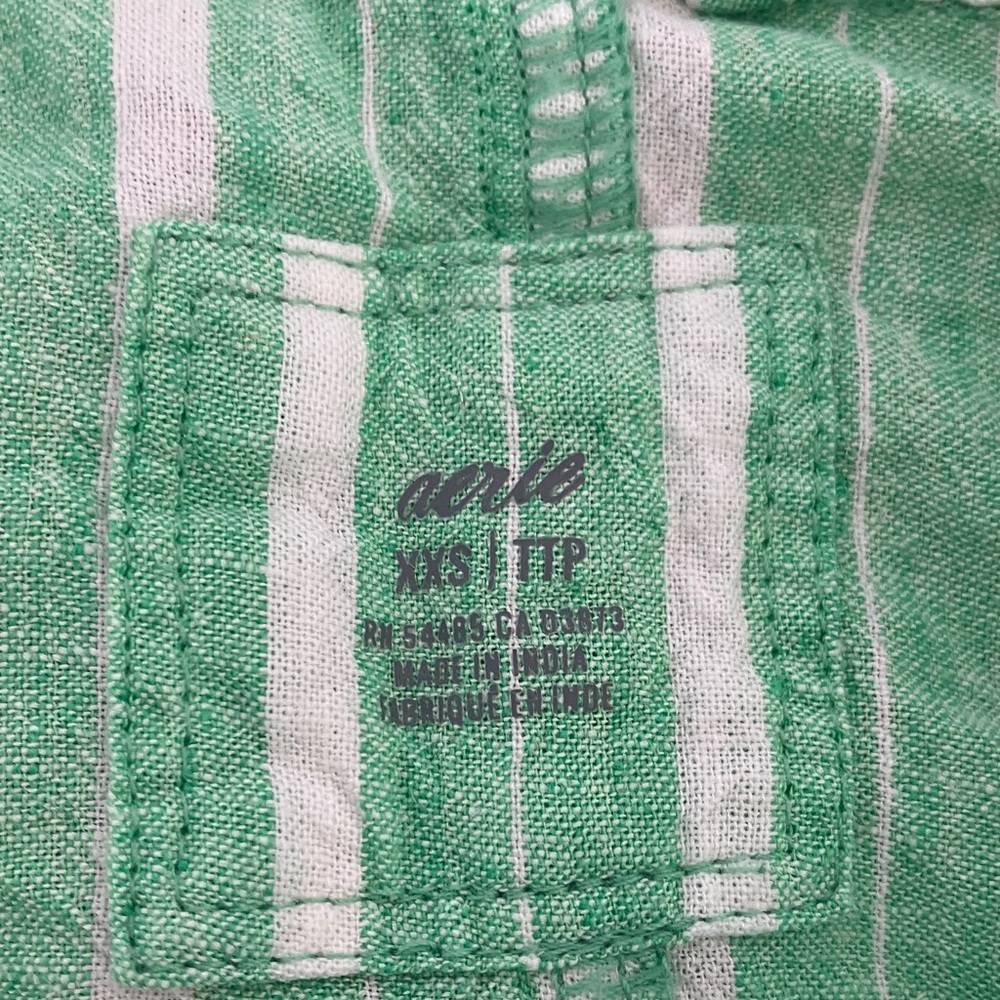 Aerie Mint Green Striped Linen Blend Shirt runs large - Picture 6 of 10